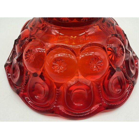 L.E. Smith Vintage Moon and Stars Amberina Red Footed Bowl MCM Collectible - Picture 8 of 10